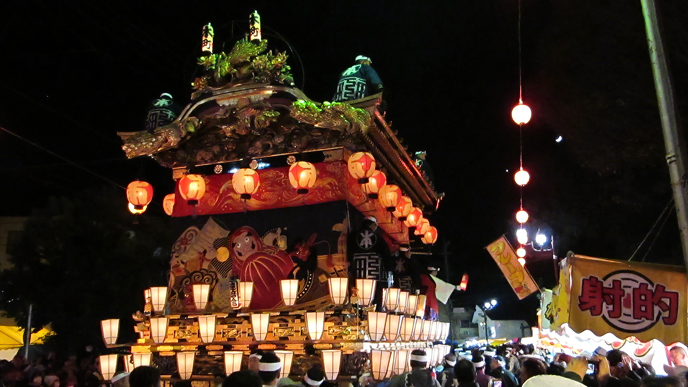 秩父夜祭本町屋台後ろ幕◇空き瓶アート